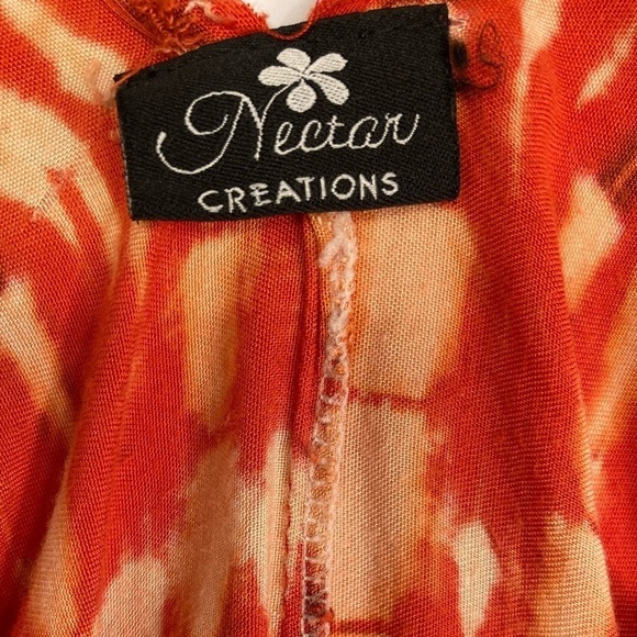 Orange tie dye high low maxi dress for festival with adjustable halter straps - Picture 5 of 7